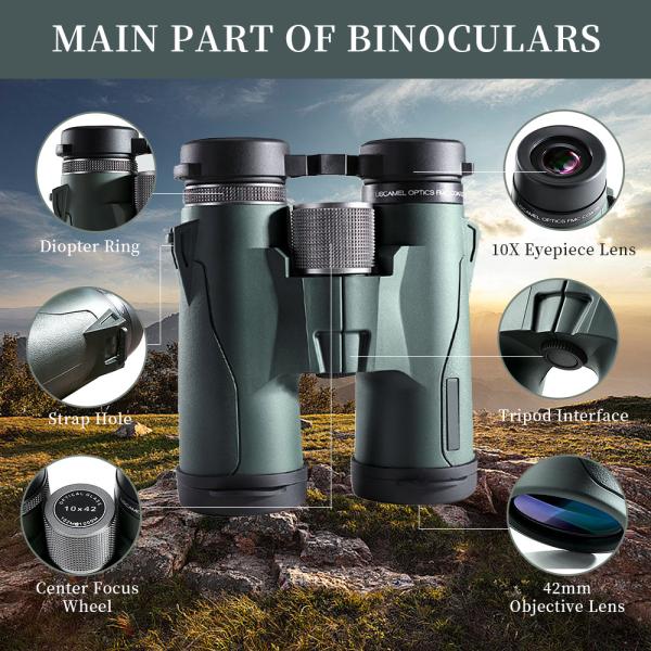 Hollyview 8X42 10x42 Roof Prism Binoculars For Adults Bird Watching Travel Stargazing
