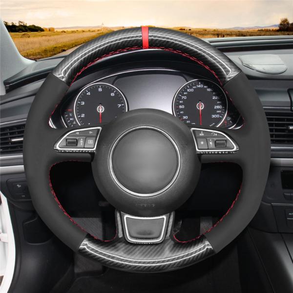Carbon Suede Steering Wheel Cover for Audi A1 A3 A4 A5 A6 A7 Allroad RS S6 S7 S8 2013-2018