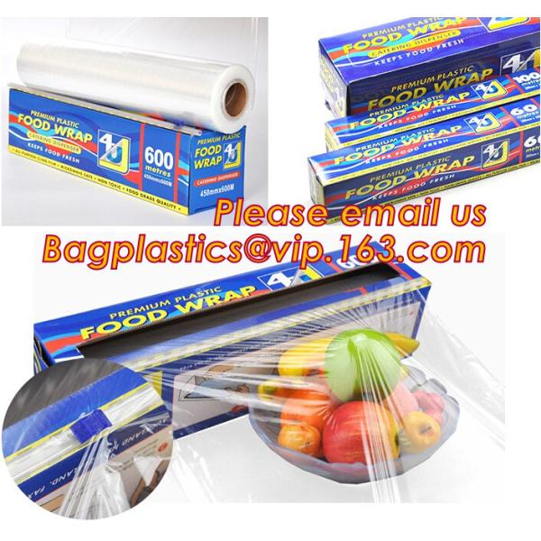 Keep Fresh PE food wrap plastic Cling film wrap jumbo roll, LLDPE power stretch wrap film food wrap stretch film, bageas