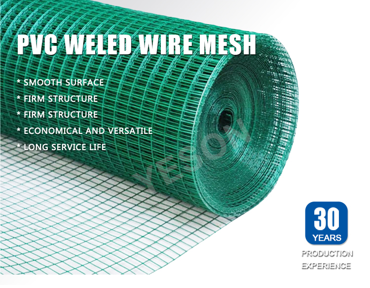 0.5mm-14mm PVC Welded Wire Mesh Rolls with No Crack Welded Point for Durable Pet Cage