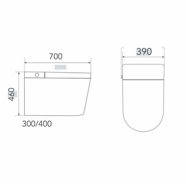 Water Efficient White Smart Toilet Low Noise Remote Control Toilets 405x700x460mm Orin ORW02