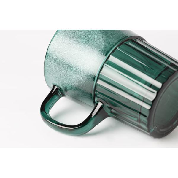 400ml Striped Glass Drinking Cups Green 14 Oz Glass Mug Lead Free Machine Pressed