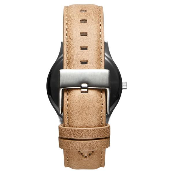Dark Brown Silver Stainless Steel Watch Quartz Movement With Mineral Crystal