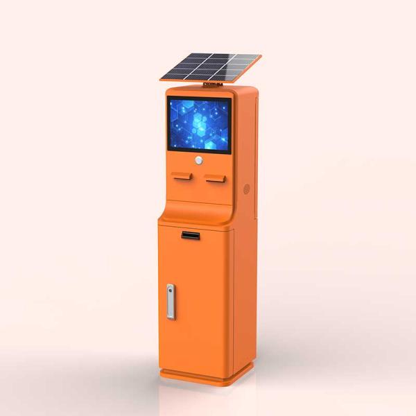 Customized Kiosk Outdoor Kiosk With Solar Panel Power Supply Cash Payment And Card Payment For Parking Station Or Self Ordering Payment