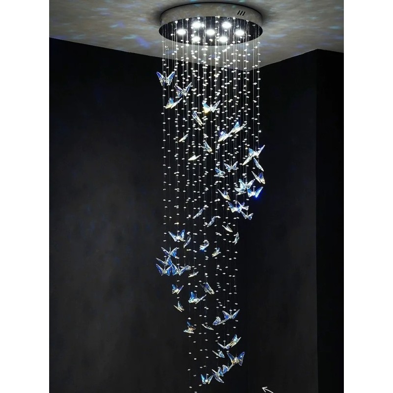 Butterfly Crystal Chandelier Living Room Crystal Staircase Pendant Light Indoor Large LED Lights(WH-NC-165)
