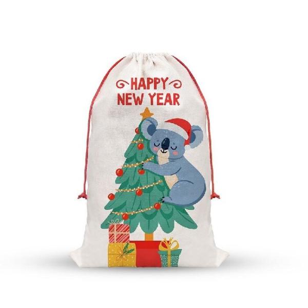 Custom Logo Linen Sublimation Drawstring Bag Santa Sacks Sublimation Blank Christmas Gift Bags