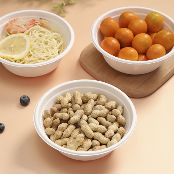 500ml Paper Bowl Eco-Friendly Degradable Disposable Bowl Sugarcane Pulp Bowl