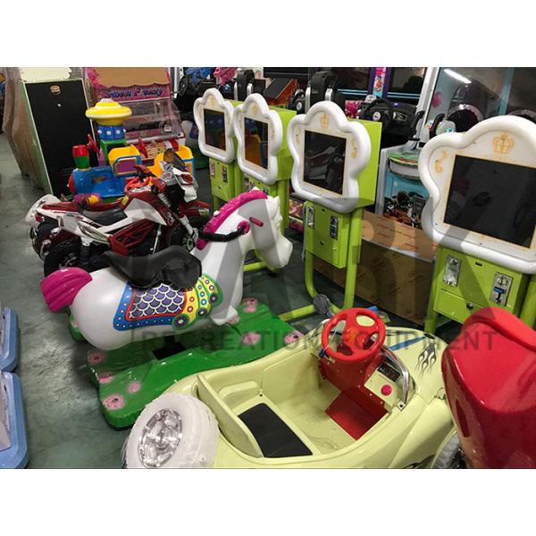 Indoor Touch Screen Kiddy Ride Machine , Crazy Horse Car Racing Swing Video Game Machine