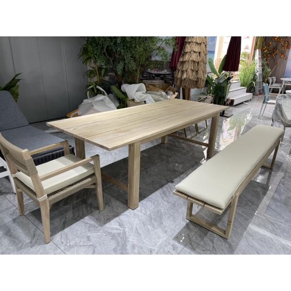 Nordic Modern Round And Rectangle Teak Outdoor Dining Table And Chairs For 10 Person