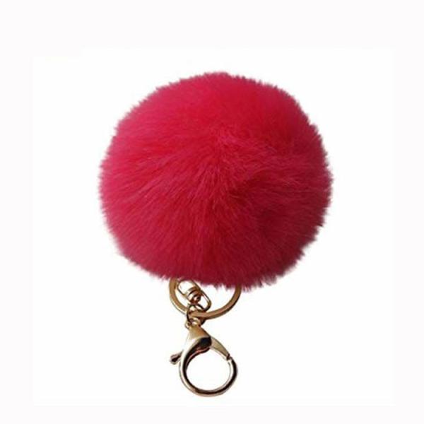 Hot sale pom pom custom fur ball keychain for handbag bag decoration