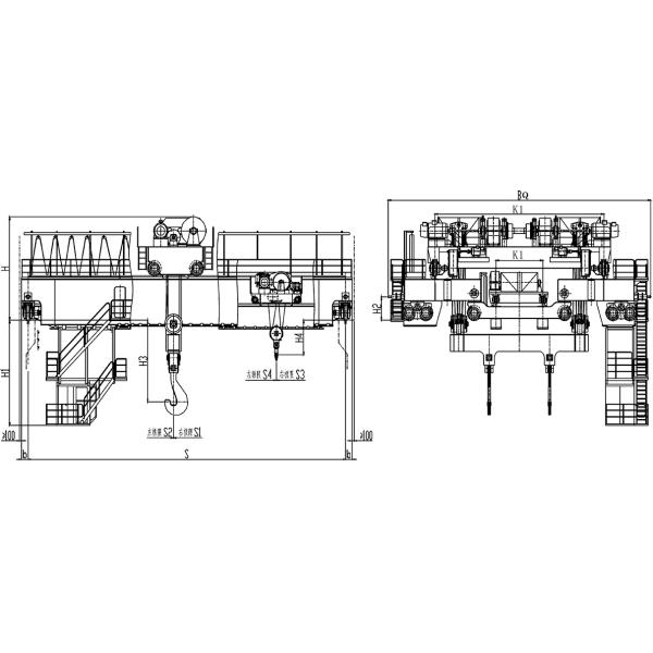 125T YZS Type Casting Bridge Cranes Four Beam Heavy Duty
