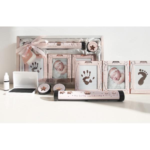 Newborn Baby Handprint and Footprint Photo Frame Kit with an Baby-safe Ink Pad baby birth certificate keepsake