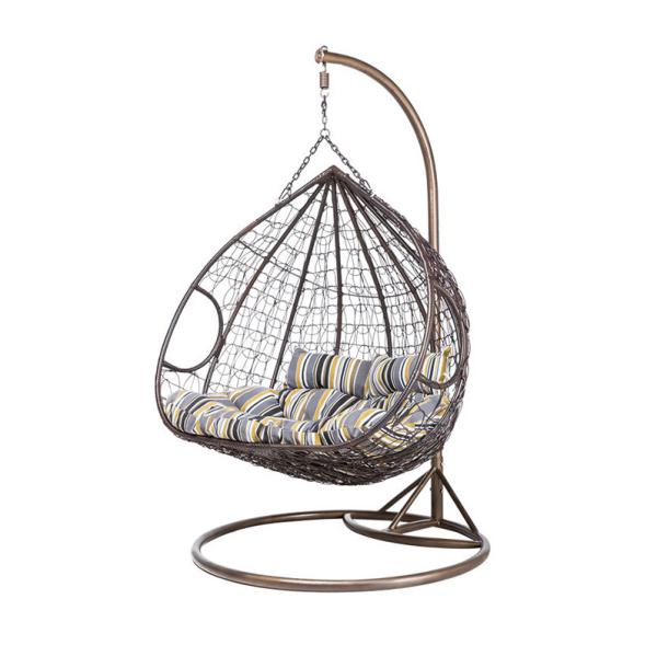 Wicker SGS 150Kgs Capacity Double Hanging Rattan Chair With Metal Stand