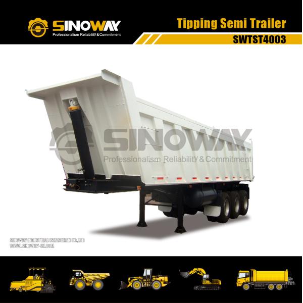 SWTST500U Low Bed Semi Trailer 3 Axles Tipping Semi Trailer 40 Ton Capacity
