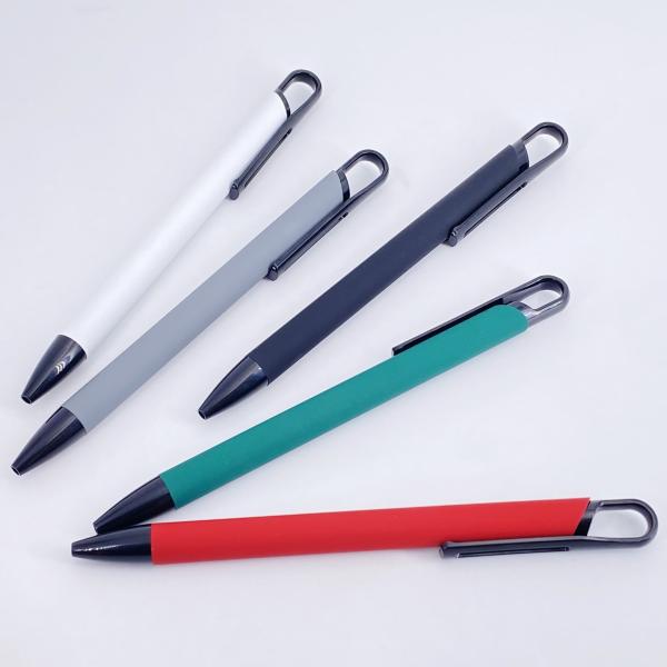 High Quality Soft Rubber Business Ballpoint Pen Simple Press Ball Pen With Clip