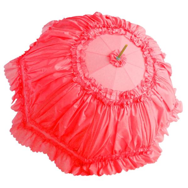 8K Steel Ribs Semi Automatic Princess Lace Umbrellas for Women Pink Color Custom Logo