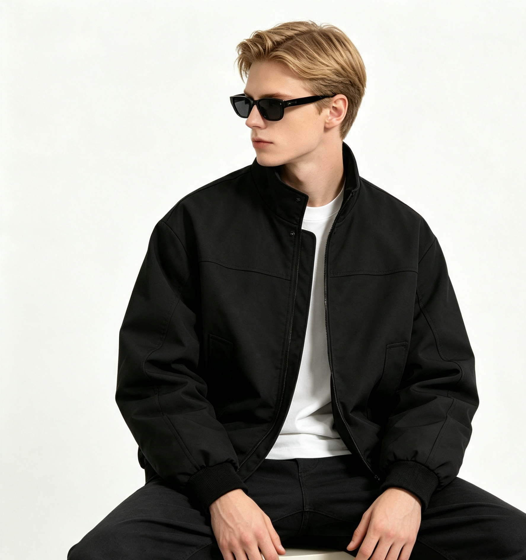 Loose Fit Stand Collar Bomber Jacket Waterproof Windproof Mens Casual Winter Jackets