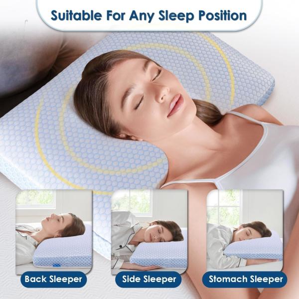Customized Color Gel Memory Foam Pillow for Neck Orthopedic Support in Home Decor