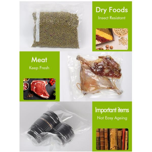 Embossed Pre Cut Food Vacuum Bags Side Gusset Strong Stereoscopic