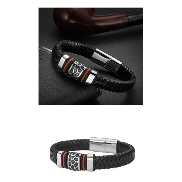Fashion Jewelry Black Men Leather Bracelet With Magnetic Clasp Wholesale