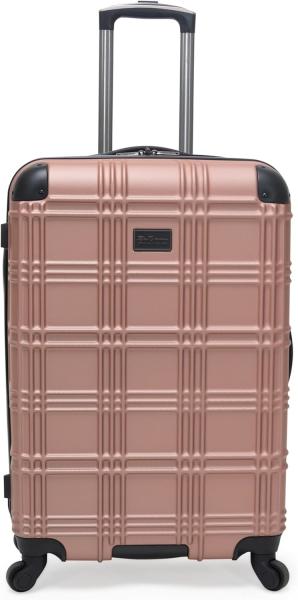 Bagagem de viagem leve e resistente, de quatro rodas, de ouro rosa, de 24 polegadas.