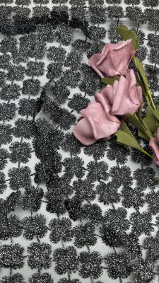 Black Embroidered Metallic Lace Fabric Hollow-up Spark Shinning Breathe Wedding Dresses