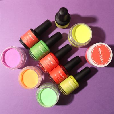 SAGALAGA Private Brand Label Nail Clear Dip Powder Regular Nail Polish and Uv Gel Nail Polish Kit for Wholesale