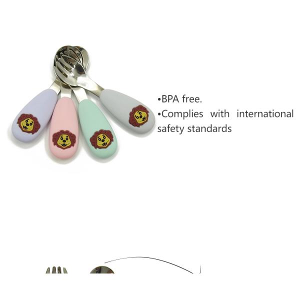 Cutlery PBA Free Hygienic Mini Baby Silicone Fork Stainless Steel