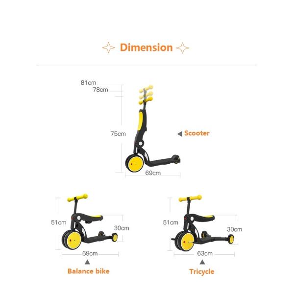 Lightweight Multi Functional Kids Kick Scooter 5 In 1 Ride On Toy Car