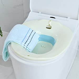 Folding Toilet Sitz Bath Toilet Seat Perineal Soaking Bath for Postpartum Care, Hemorrhoid Treatment Yoni Steam Soothes