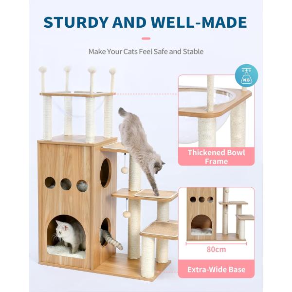 OEM ODM Acceptable Sturdy Frisco Castle Cat Tree Tower Modern 51 Extra Tall Cat Condo