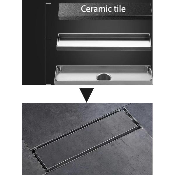 Matte Silver Shower Floor Drain Linear Rectangular Shape For Basement