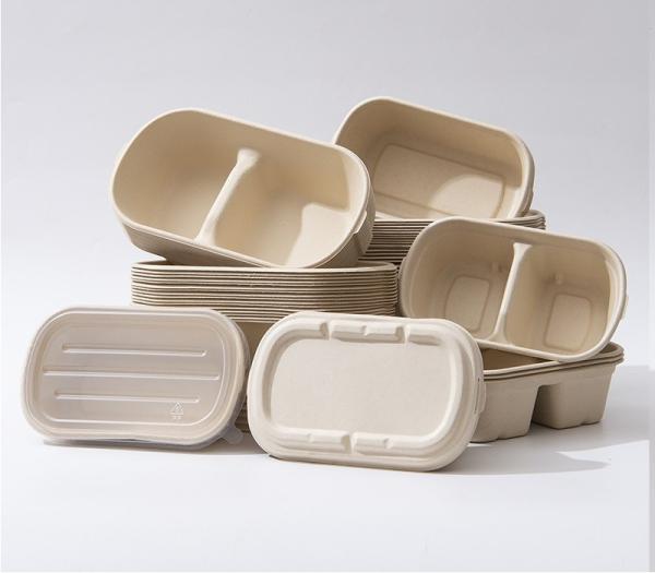 O almoço descartável biodegradável leva embora o recipiente do pacote do alimento
