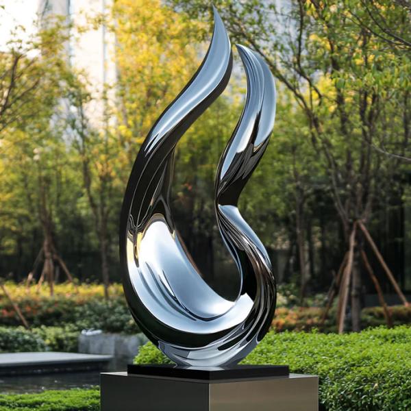 Custom Garden Sculpture Contemporary Flowing Abstract Stainless Steel Sculpture