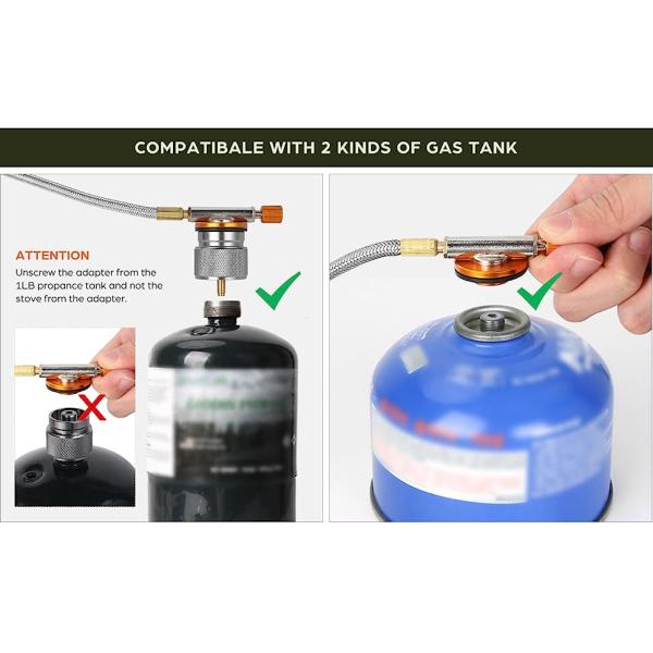 6800W Windproof Camp Stove Camping Gas Stove with Fuel Canister Adapter, Piezo Ignition, Carry Case, Portable