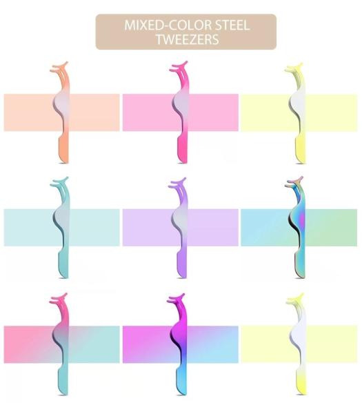 Light Blue Eyelash Applicator Tweezers , Anti Rust Metal Eyelash Applicator