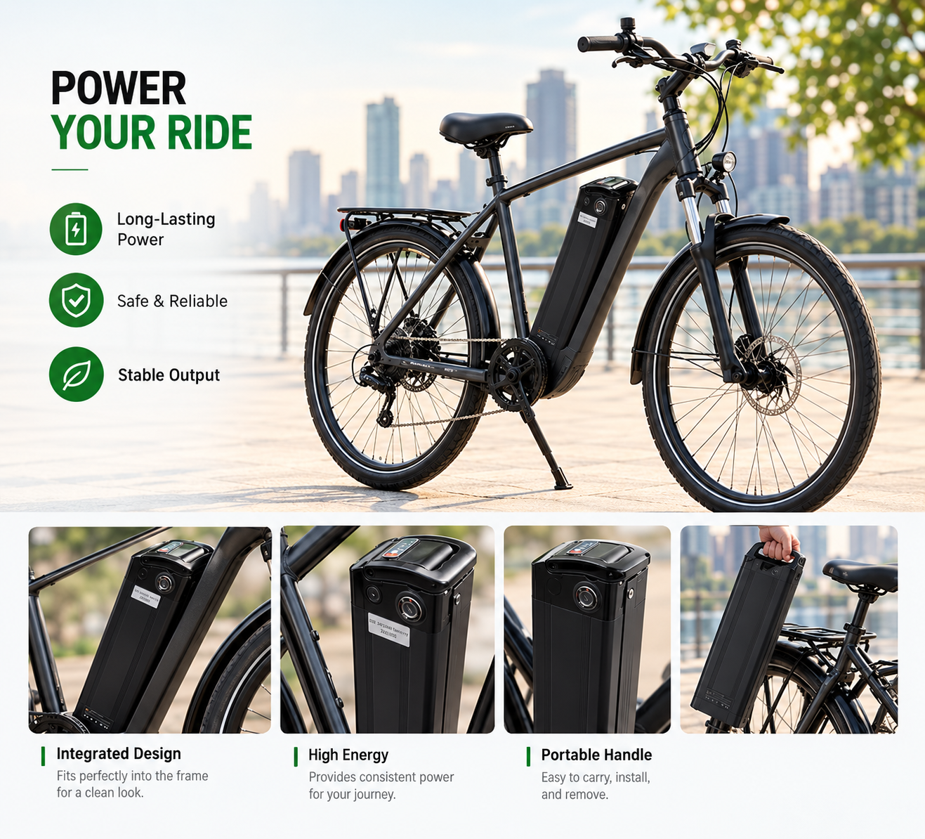 YIMA 48V 12Ah 15Ah Silver Fish Lithium Ebike Battery with Key Lock