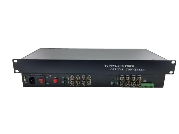 RS485 data fibre optic converter , HDCVI video to fiber converter with 16 channel BNC interfaces
