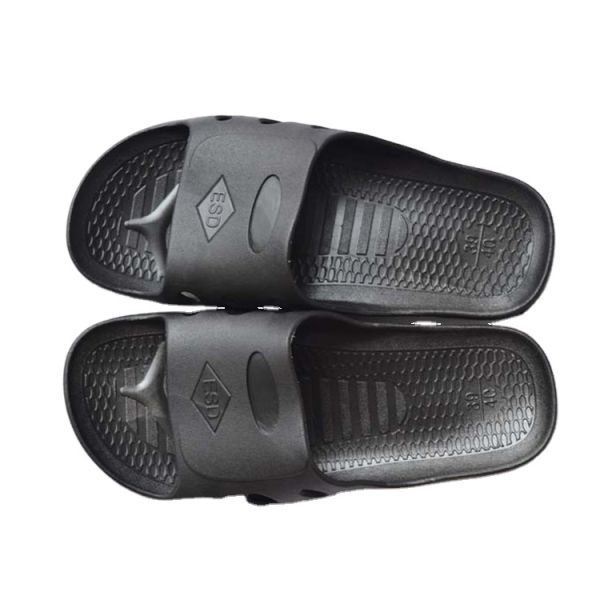 Factory ESD Anti Static SPU Slippers Black Six-Hole Cleanroom Workshop Safety Comfortable Anti-Slip