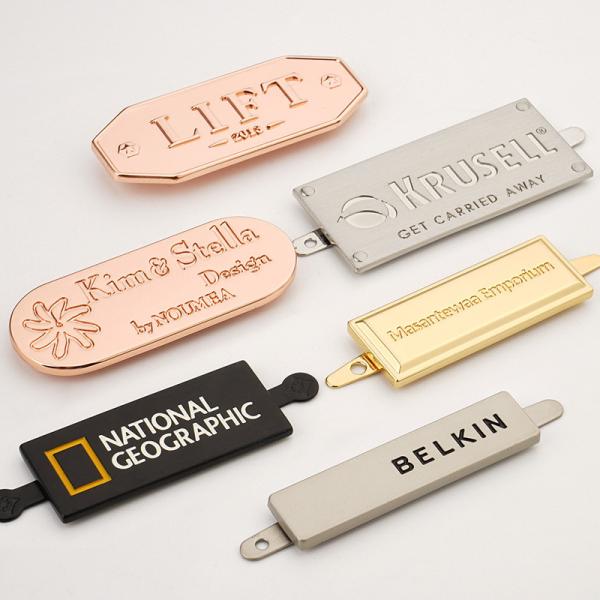 Customized Engraved Logo In Metal Color Gold Rose Bag Label Ecofriendly Hardware