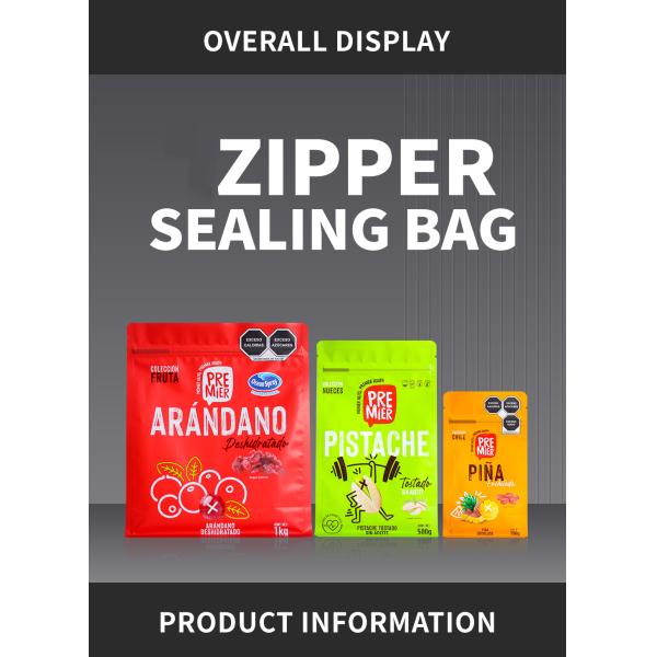 Sealing Stand Up En137 Dried Food Packaging Bag Pouch Zipper Accept Custom