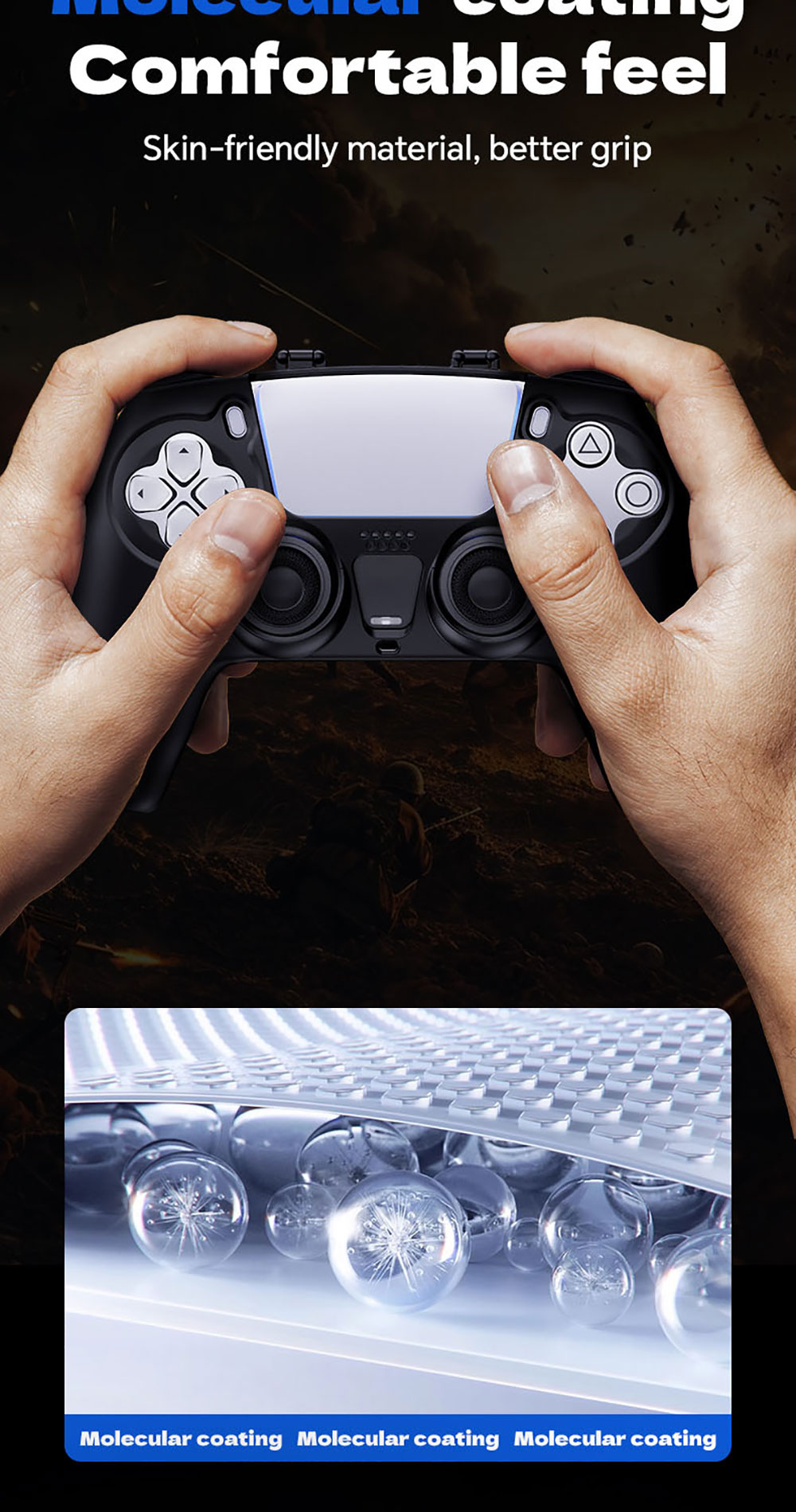 Laudtec Slim Lightweight Carbon Fiber Case for PS5 Controller 360 Anti-Fall Hard Shell Protective Cover Shockproof Accessory