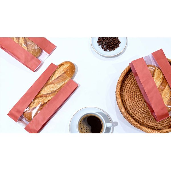 Customized Window SOS Kraft Paper Bag Stand Pouch With Tie Use For Baked Food