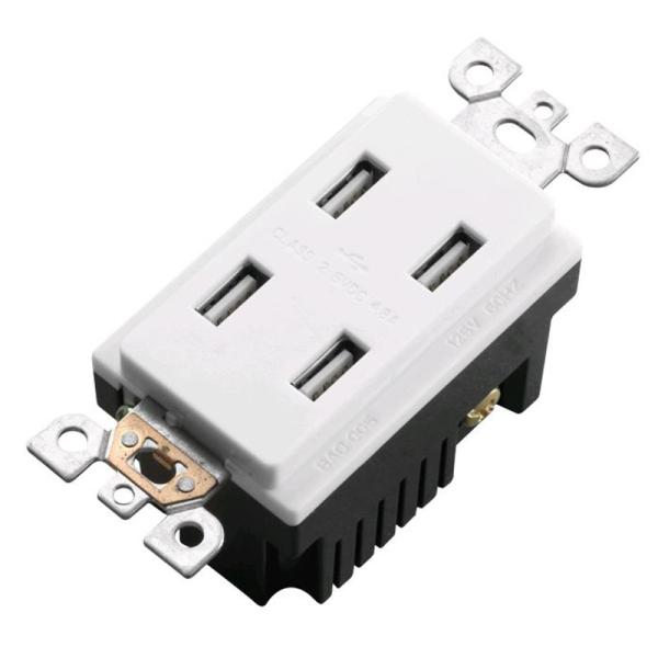 Wall Mounted 4 Port USB Outlet 125V AC 60Hz USB Wall Mounted Socket