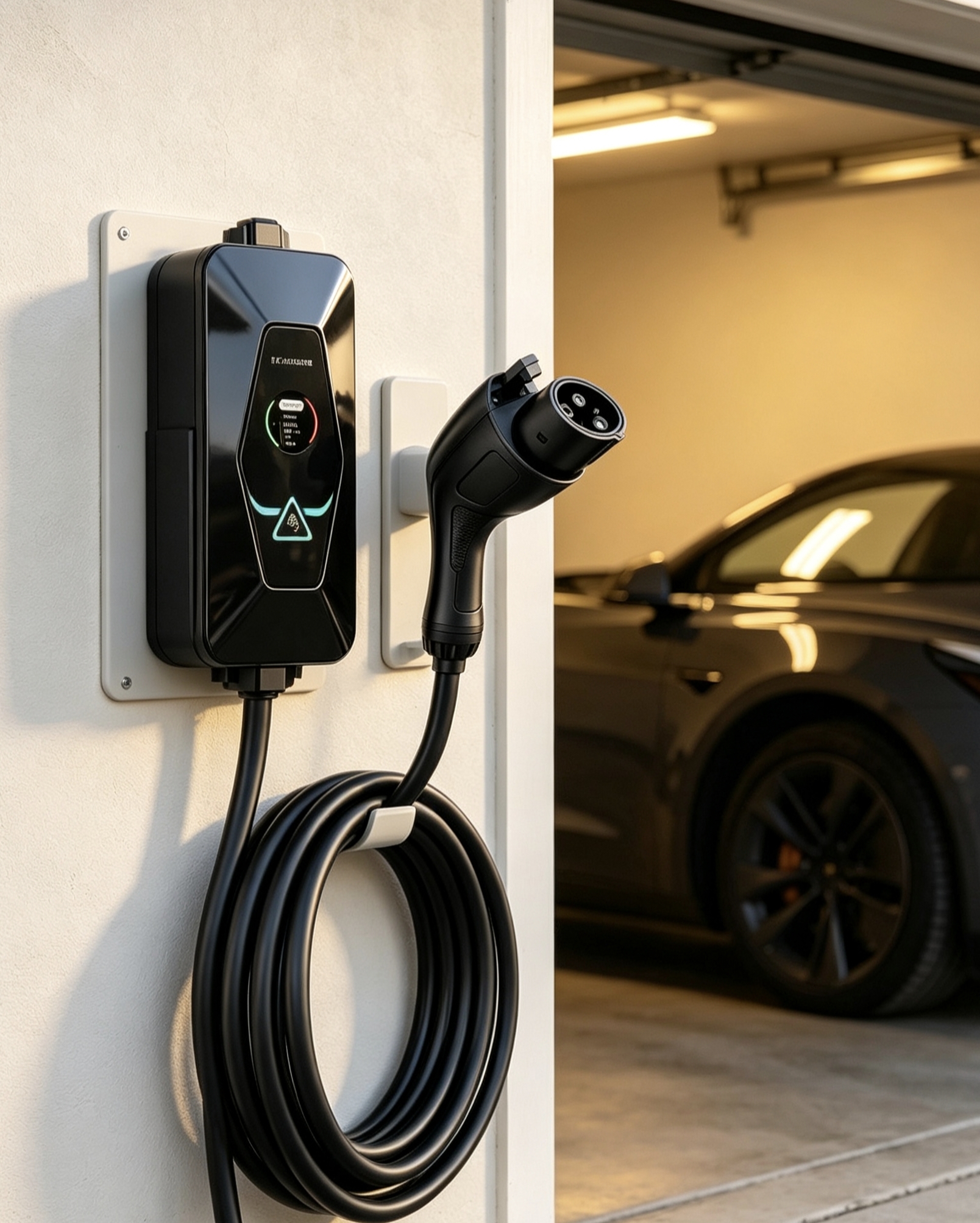 A2 AC Portable Car Charger Type1 1.92KW 6A‑16A 85V‑265V Input IP54 Protection UL94 V0 Flame Retardant 1.68 Inch LCD Display EV Charger
