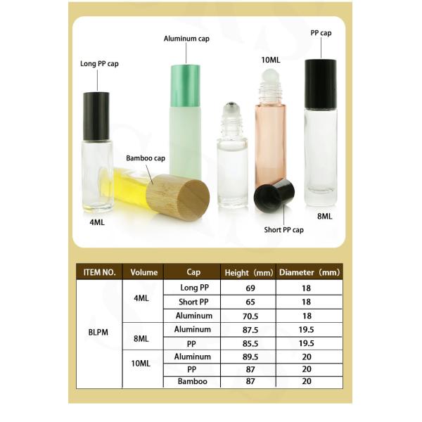 BLPM Glass Roll On Bottle Customized 4ml 5ml 8ml 10ml For Personal Care Usage