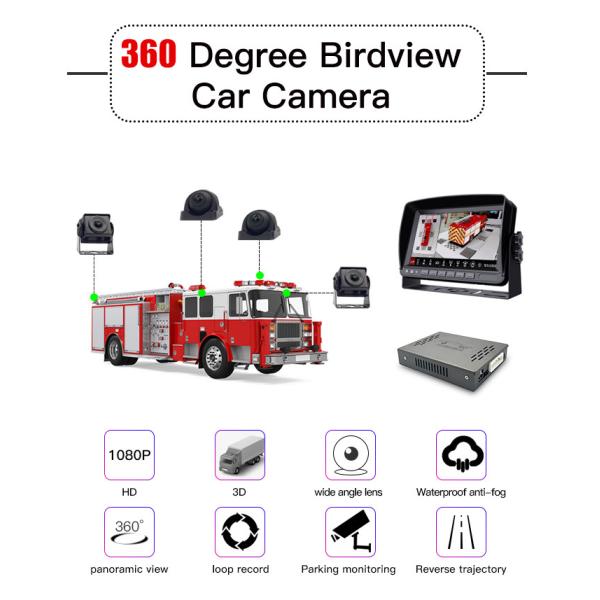 Car 360 Panoramic Camera 1080P HD Rear/ Front/Left/Right 360 Panoramic Accessories for Car Radio Truck Bus
