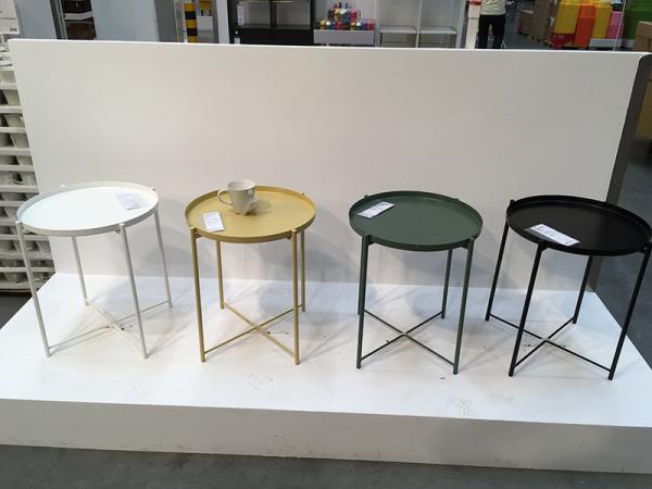 Tray Metal End Table living room Sofa Table Small Round Side Table, Anti-Rust and Waterproof Outdoor& Indoor Snack table