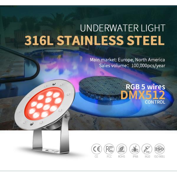DMX512 Control RGBW Led Underwater Spot Light DC12V / 24V 316L Stainless Steel
