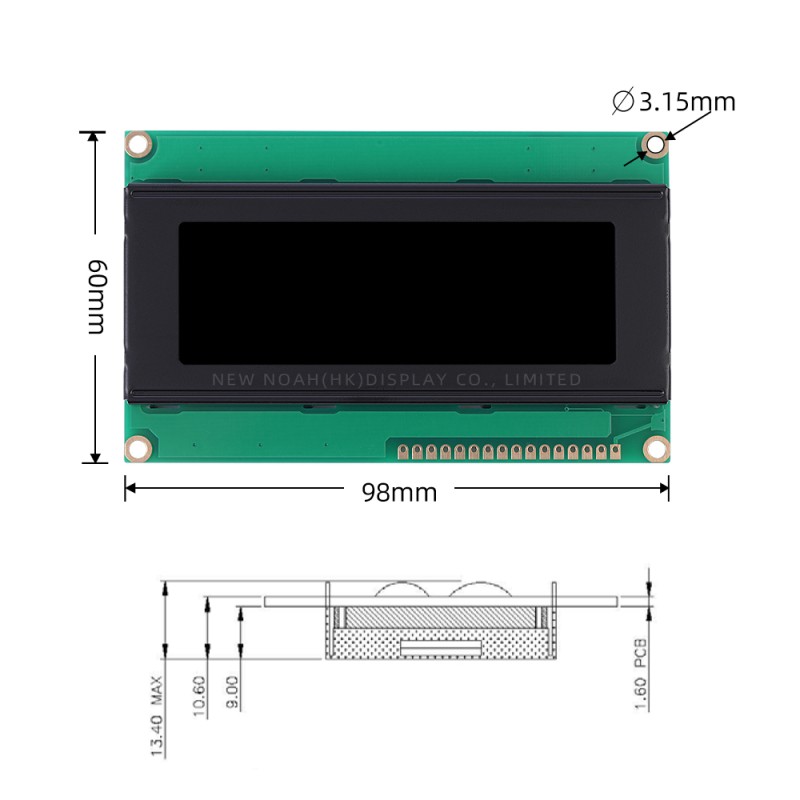 Russian BTN Black Film 2004K Wide Angle Intelligent Electronic LCD Module Character Display Screen